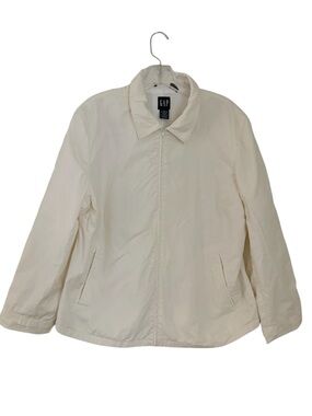 Vintage Y2K Gap White Zip Jacket Minimalist Lightweight Coat Size L